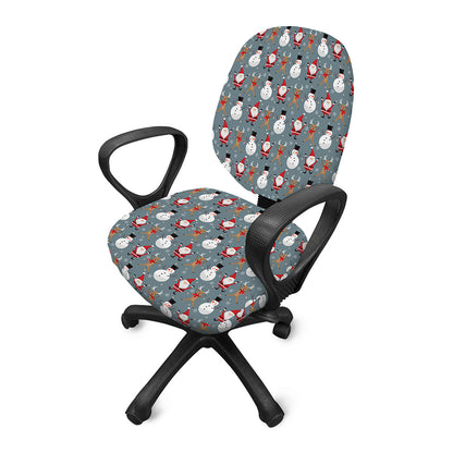 Santa Claus And Friends Pattern Print Office Chair Cover