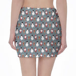 Santa Claus And Friends Pattern Print Pencil Mini Skirt
