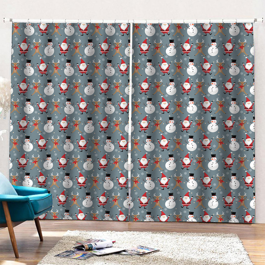 Santa Claus And Friends Pattern Print Pencil Pleat Curtains