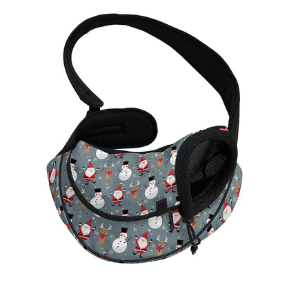 Santa Claus And Friends Pattern Print Pet Sling Carrier