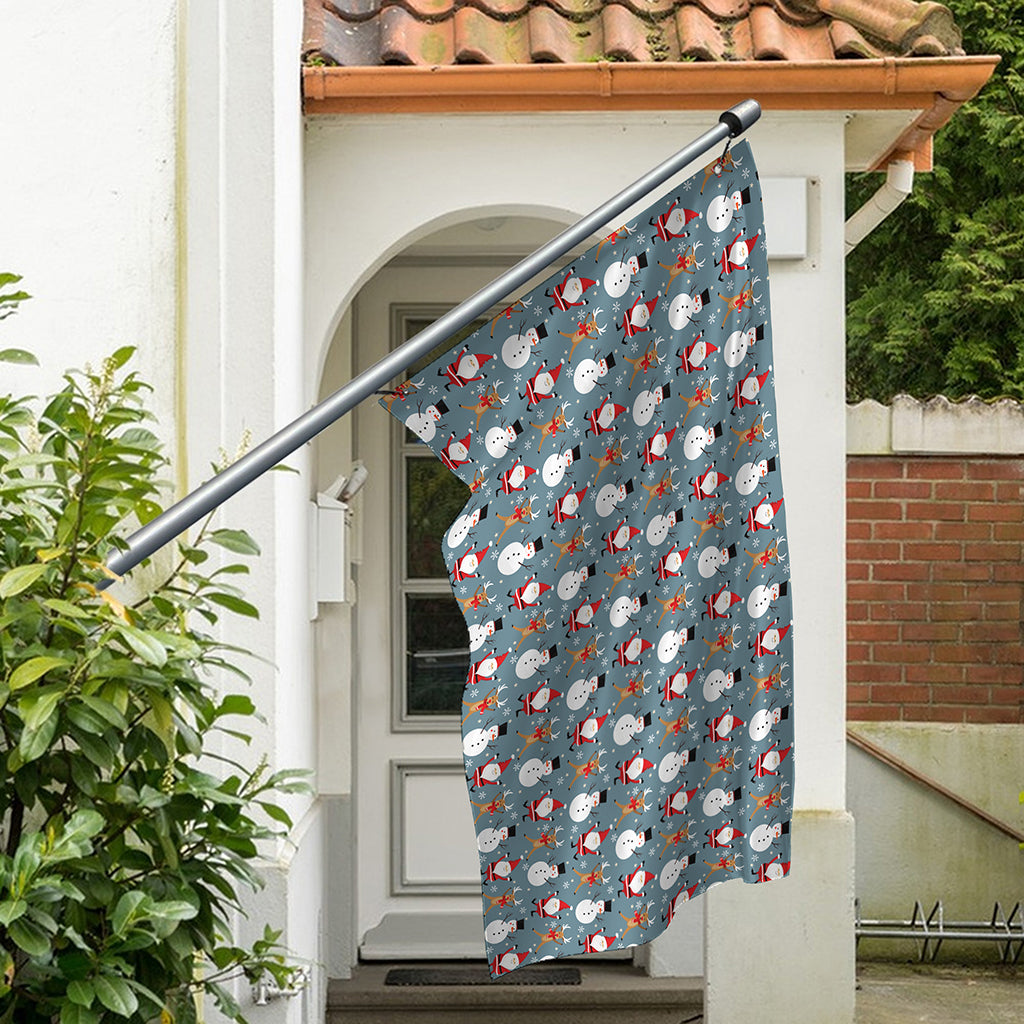 Santa Claus And Friends Pattern Print Polyester Flag
