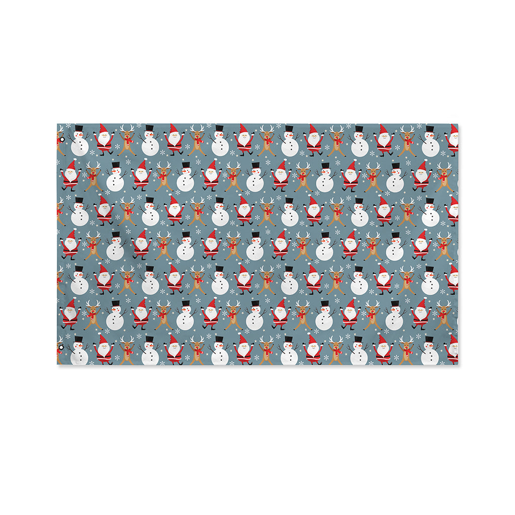 Santa Claus And Friends Pattern Print Polyester Flag