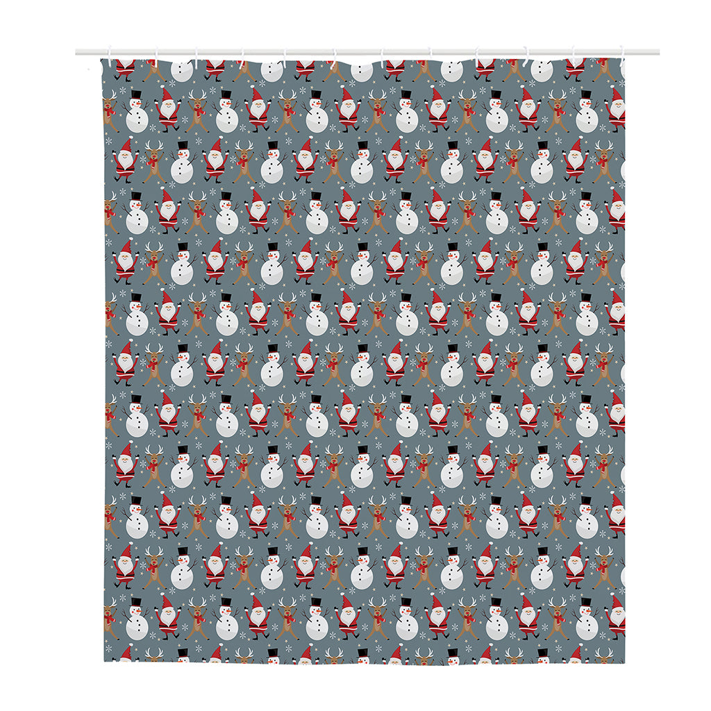 Santa Claus And Friends Pattern Print Polyester Shower Curtain