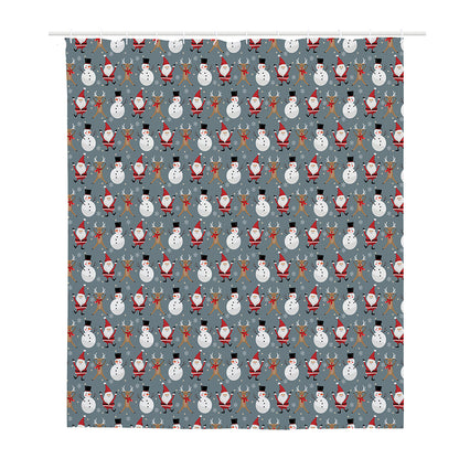 Santa Claus And Friends Pattern Print Polyester Shower Curtain