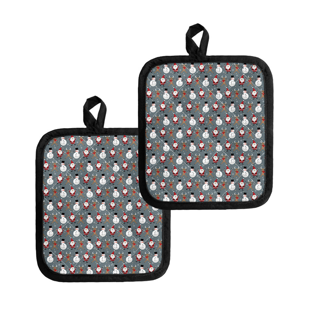 Santa Claus And Friends Pattern Print Pot Holders