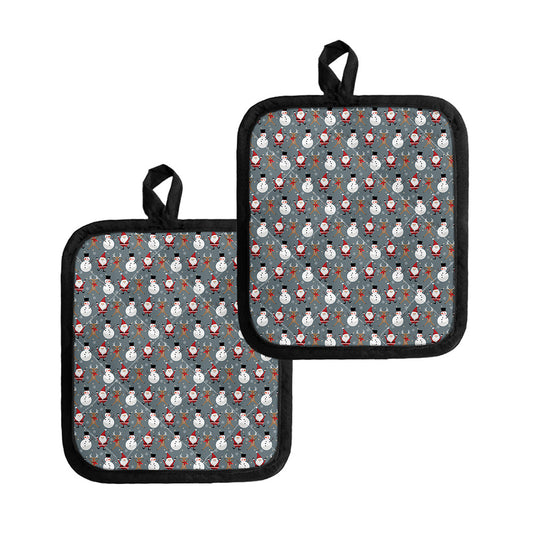 Santa Claus And Friends Pattern Print Pot Holders