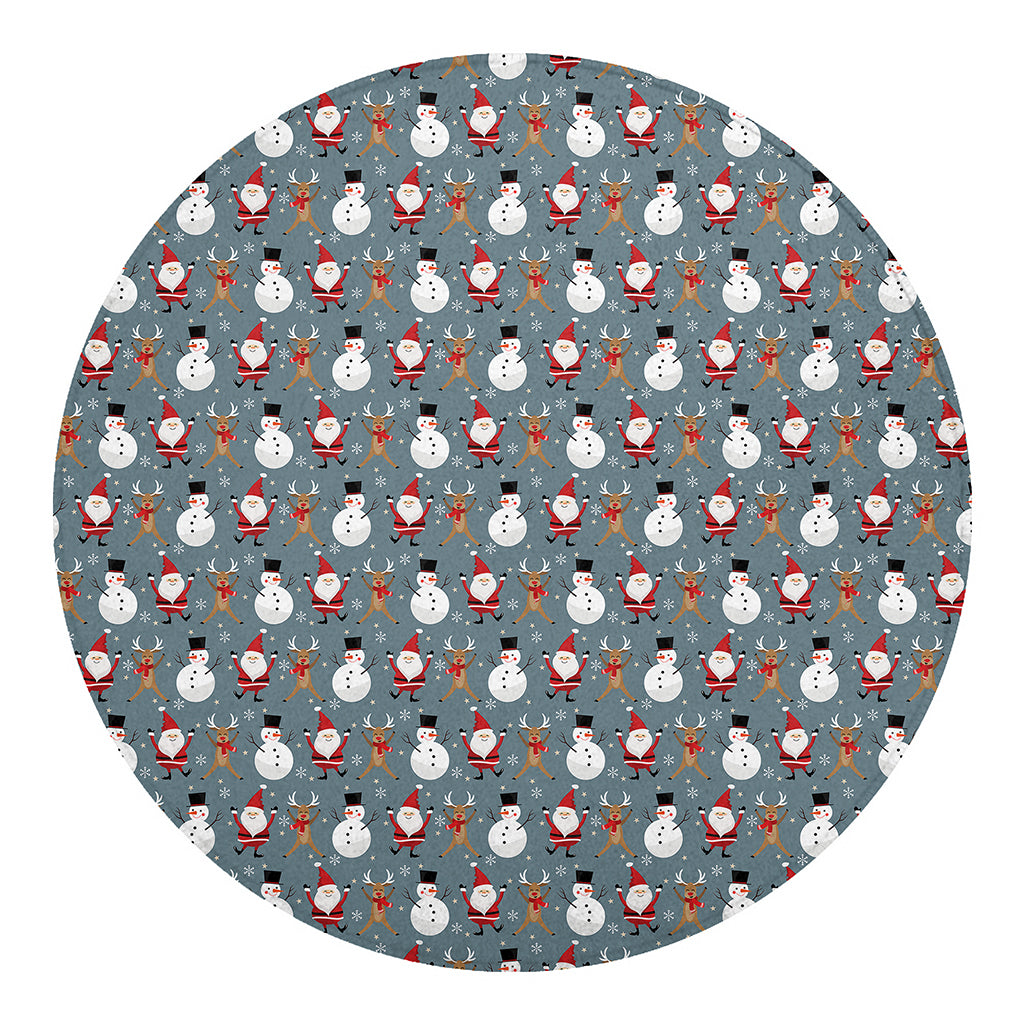 Santa Claus And Friends Pattern Print Round Blanket