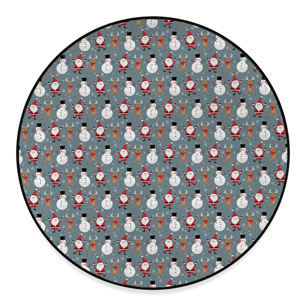 Santa Claus And Friends Pattern Print Round Floor Mat
