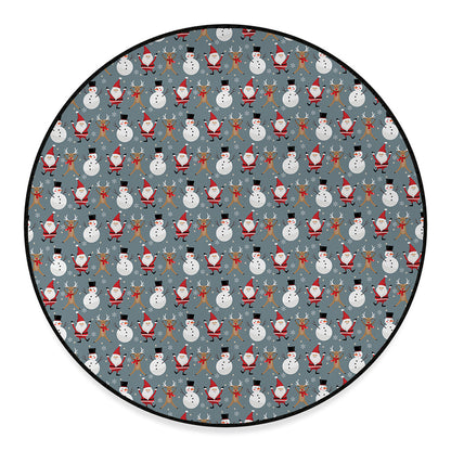 Santa Claus And Friends Pattern Print Round Floor Mat