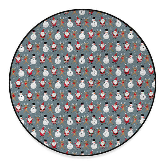Santa Claus And Friends Pattern Print Round Floor Mat