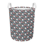 Santa Claus And Friends Pattern Print Round Laundry Basket