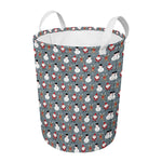 Santa Claus And Friends Pattern Print Round Laundry Basket