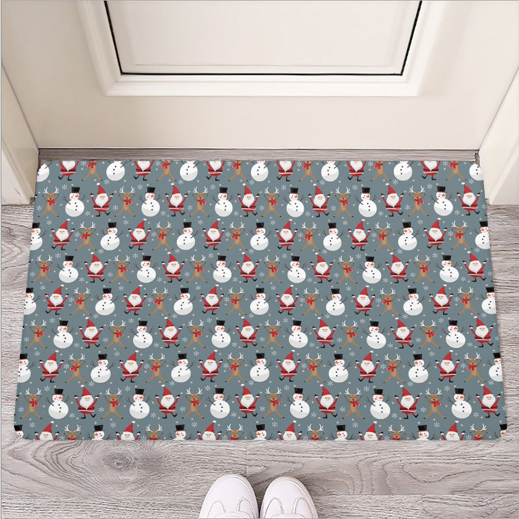 Santa Claus And Friends Pattern Print Rubber Doormat