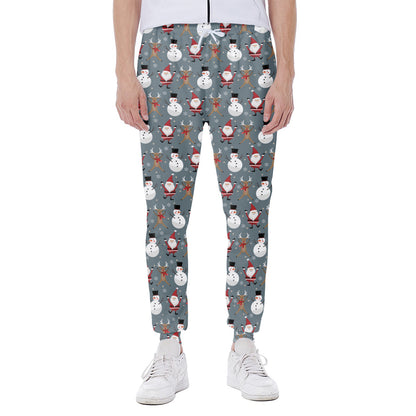 Santa Claus And Friends Pattern Print Scuba Joggers