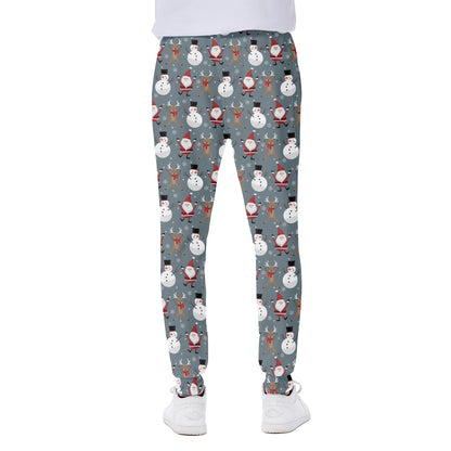 Santa Claus And Friends Pattern Print Scuba Joggers