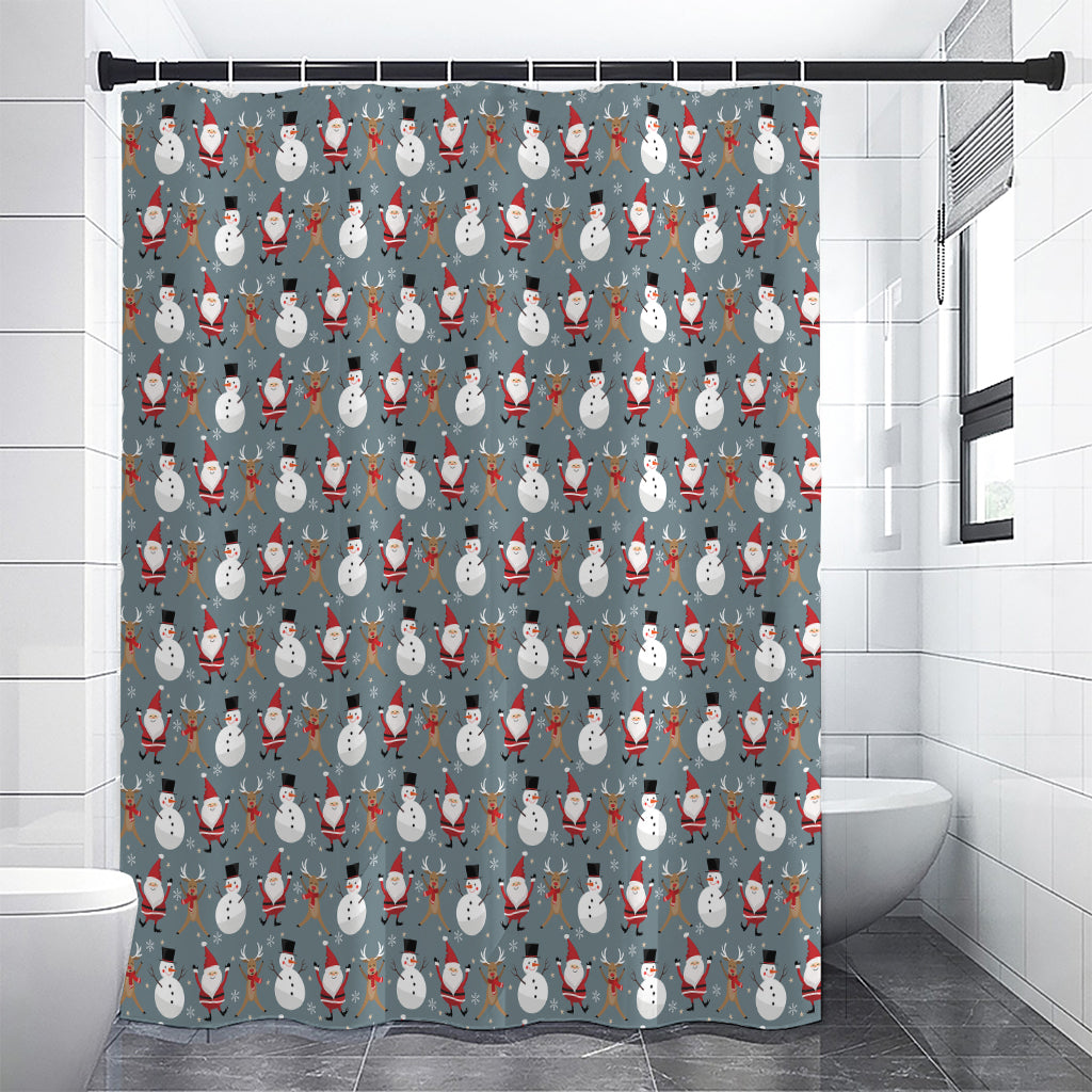 Santa Claus And Friends Pattern Print Shower Curtain