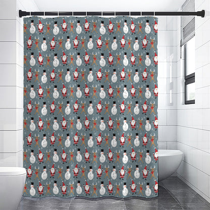 Santa Claus And Friends Pattern Print Shower Curtain
