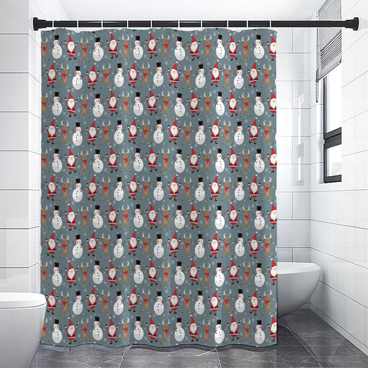 Santa Claus And Friends Pattern Print Shower Curtain