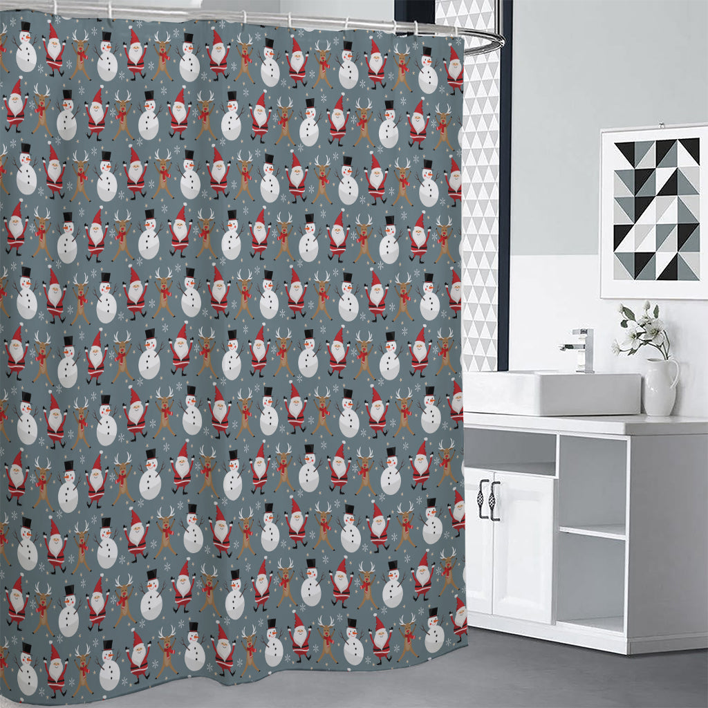 Santa Claus And Friends Pattern Print Shower Curtain