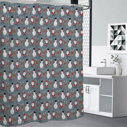Santa Claus And Friends Pattern Print Shower Curtain
