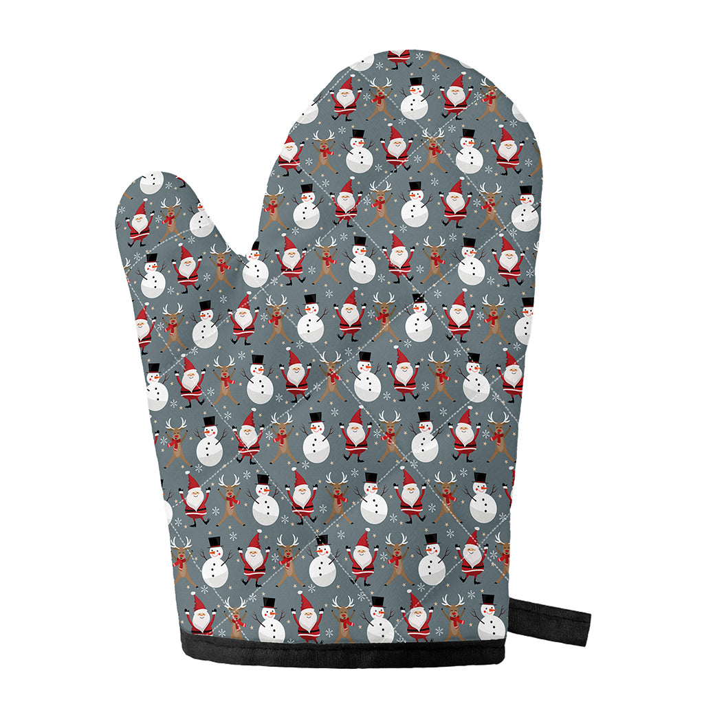 Santa Claus And Friends Pattern Print Single Oven Mitt