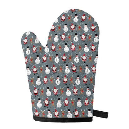 Santa Claus And Friends Pattern Print Single Oven Mitt