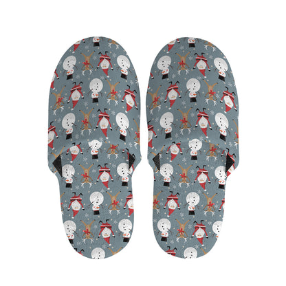 Santa Claus And Friends Pattern Print Slippers