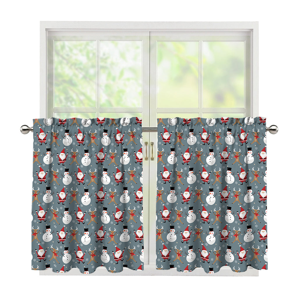 Santa Claus And Friends Pattern Print Tier Curtains