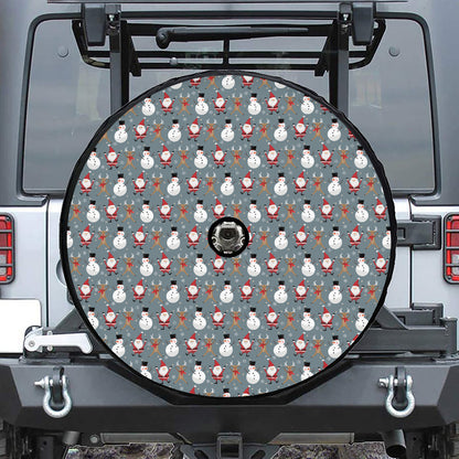 Santa Claus And Friends Pattern Print Tire Cover With Camera Hole
