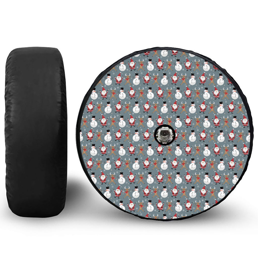 Santa Claus And Friends Pattern Print Tire Cover With Camera Hole