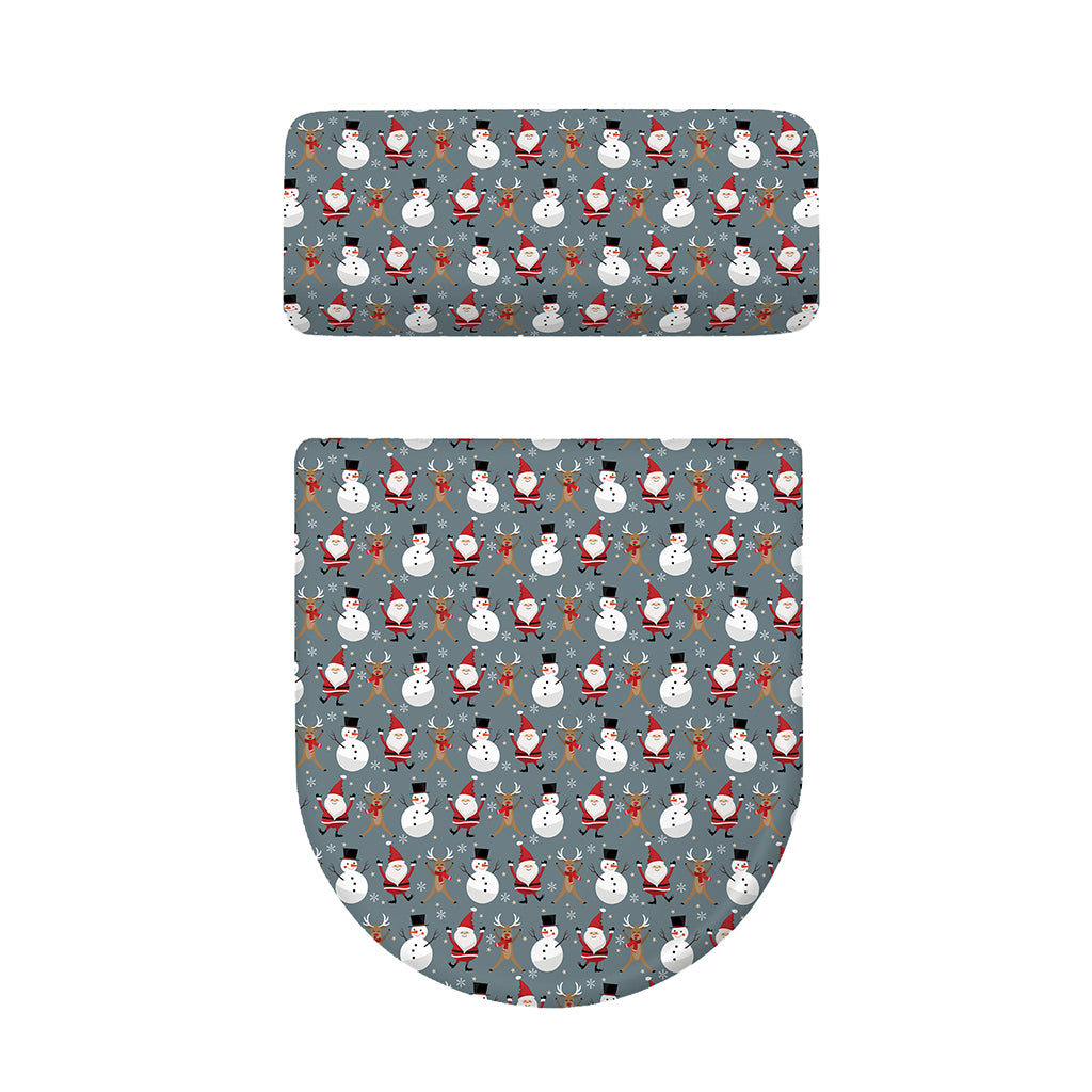 Santa Claus And Friends Pattern Print Toilet Lid And Tank Cover Set