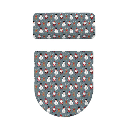 Santa Claus And Friends Pattern Print Toilet Lid And Tank Cover Set
