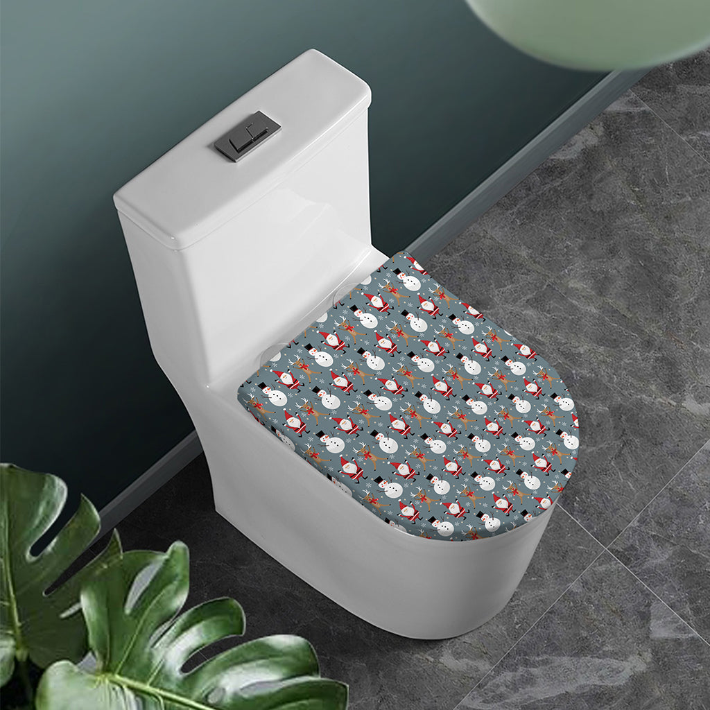 Santa Claus And Friends Pattern Print Toilet Lid Cover