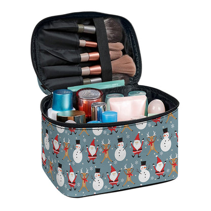 Santa Claus And Friends Pattern Print Travel Makeup Bag