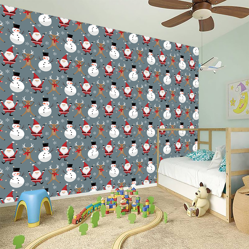 Santa Claus And Friends Pattern Print Wall Sticker