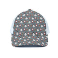 Santa Claus And Friends Pattern Print White Mesh Trucker Hat