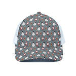 Santa Claus And Friends Pattern Print White Mesh Trucker Cap