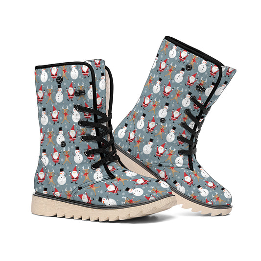 Santa Claus And Friends Pattern Print Winter Boots