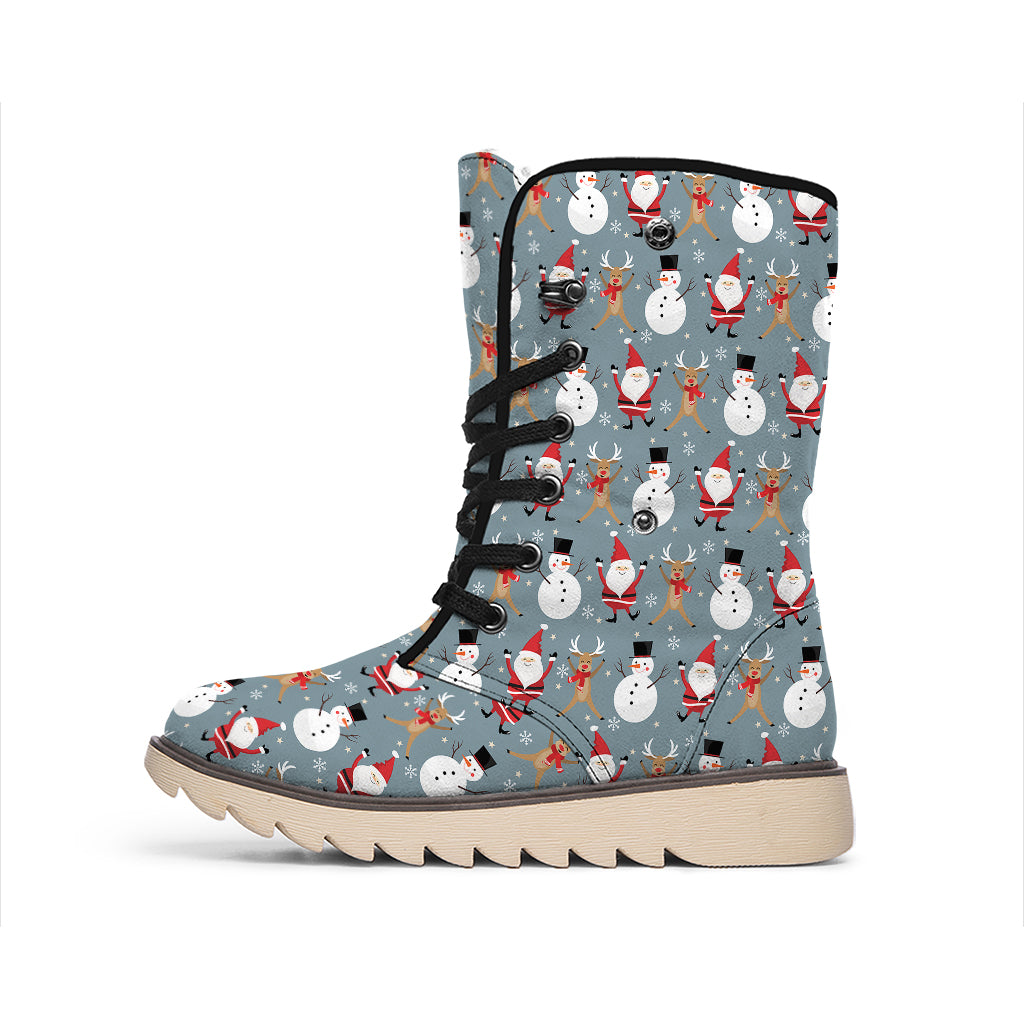 Santa Claus And Friends Pattern Print Winter Boots