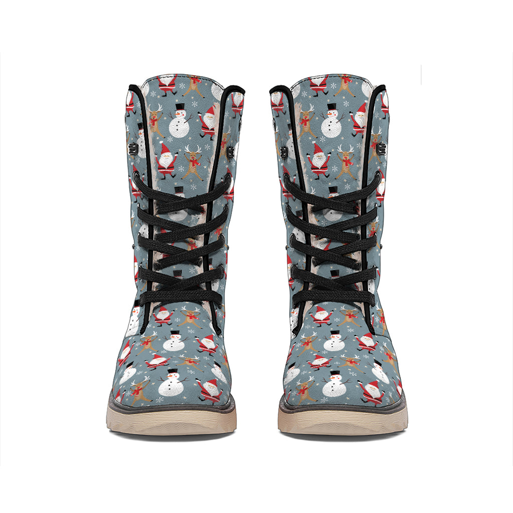 Santa Claus And Friends Pattern Print Winter Boots