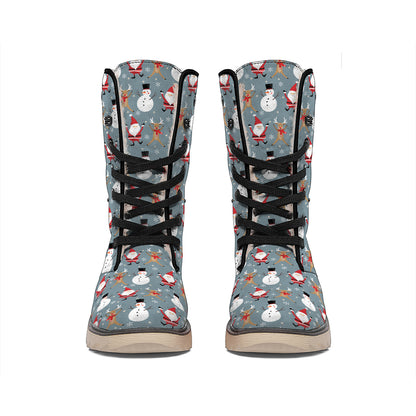 Santa Claus And Friends Pattern Print Winter Boots