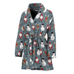 Santa Claus And Friends Pattern Print Women's Bathrobe