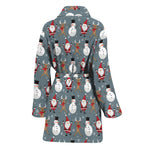 Santa Claus And Friends Pattern Print Women's Bathrobe
