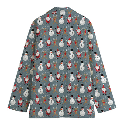 Santa Claus And Friends Pattern Print Women's Blazer