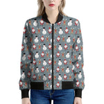 Santa Claus And Friends Pattern Print Women's Bomber Jacket