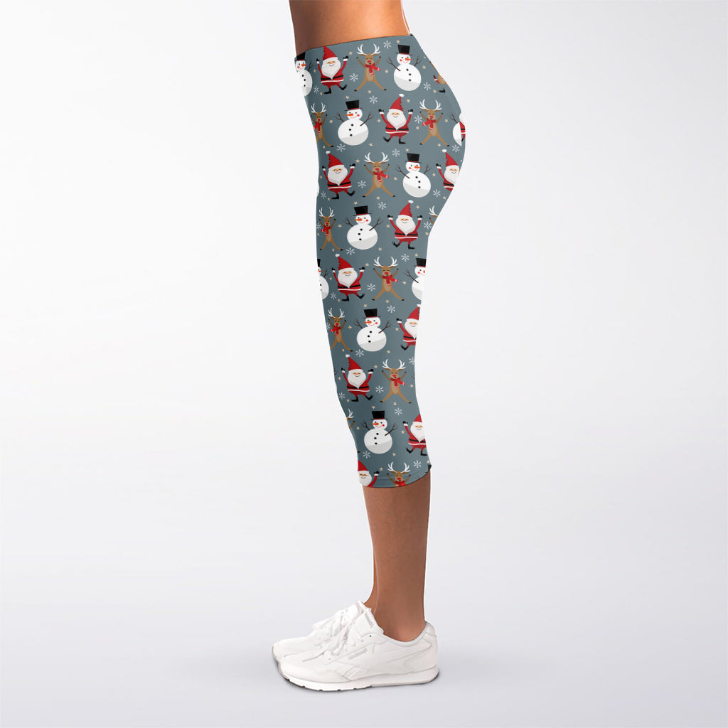 Santa Claus And Friends Pattern Print Women's Capri Leggings