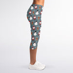 Santa Claus And Friends Pattern Print Women's Capri Leggings