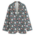 Santa Claus And Friends Pattern Print Women's Cotton Blazer