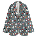 Santa Claus And Friends Pattern Print Women's Cotton Blazer