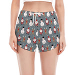Santa Claus And Friends Pattern Print Women's Split Running Shorts
